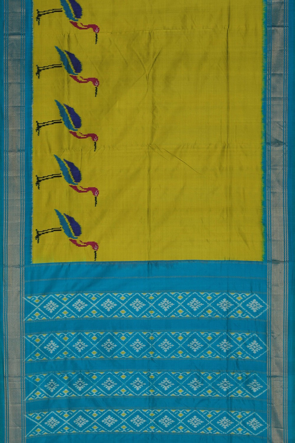 Image of Pochampally Ikat Silk Green Saree